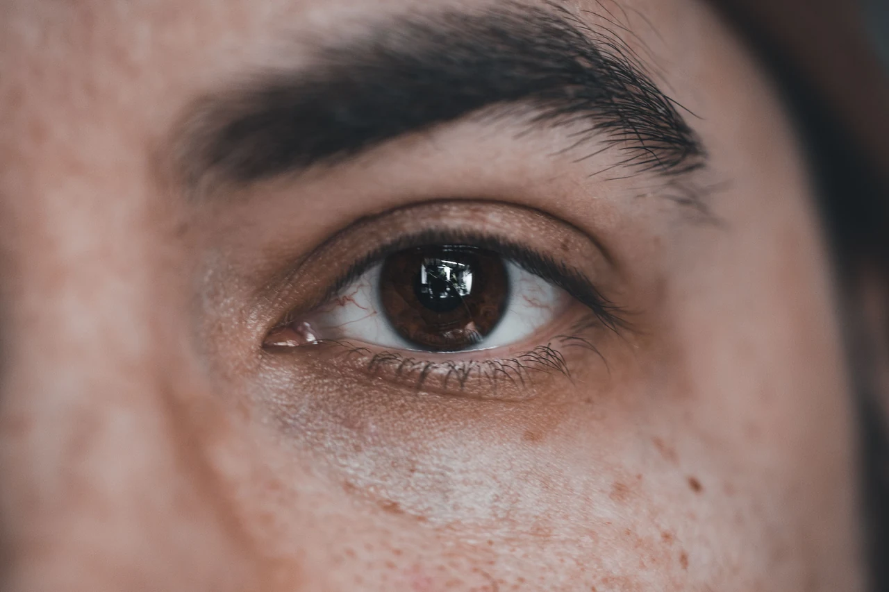Close-up of a brown eye in soft natural light